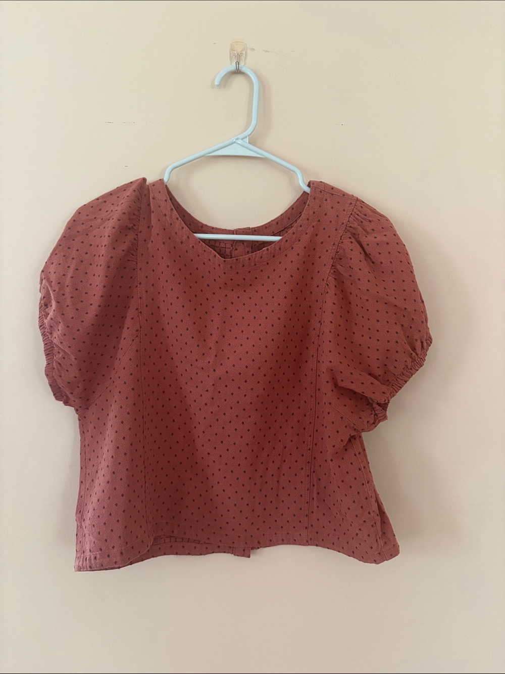 Madewell Rust Dot Puff-Sleeve Top
